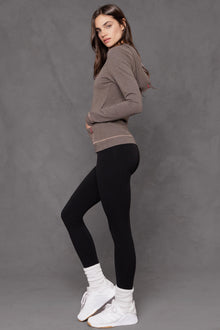 Women | Runner's Zip-Up Fitted Hoodie | Charcoal/Woodsmoke