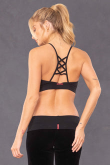 Women | Lattice Back Midi Bra | Black