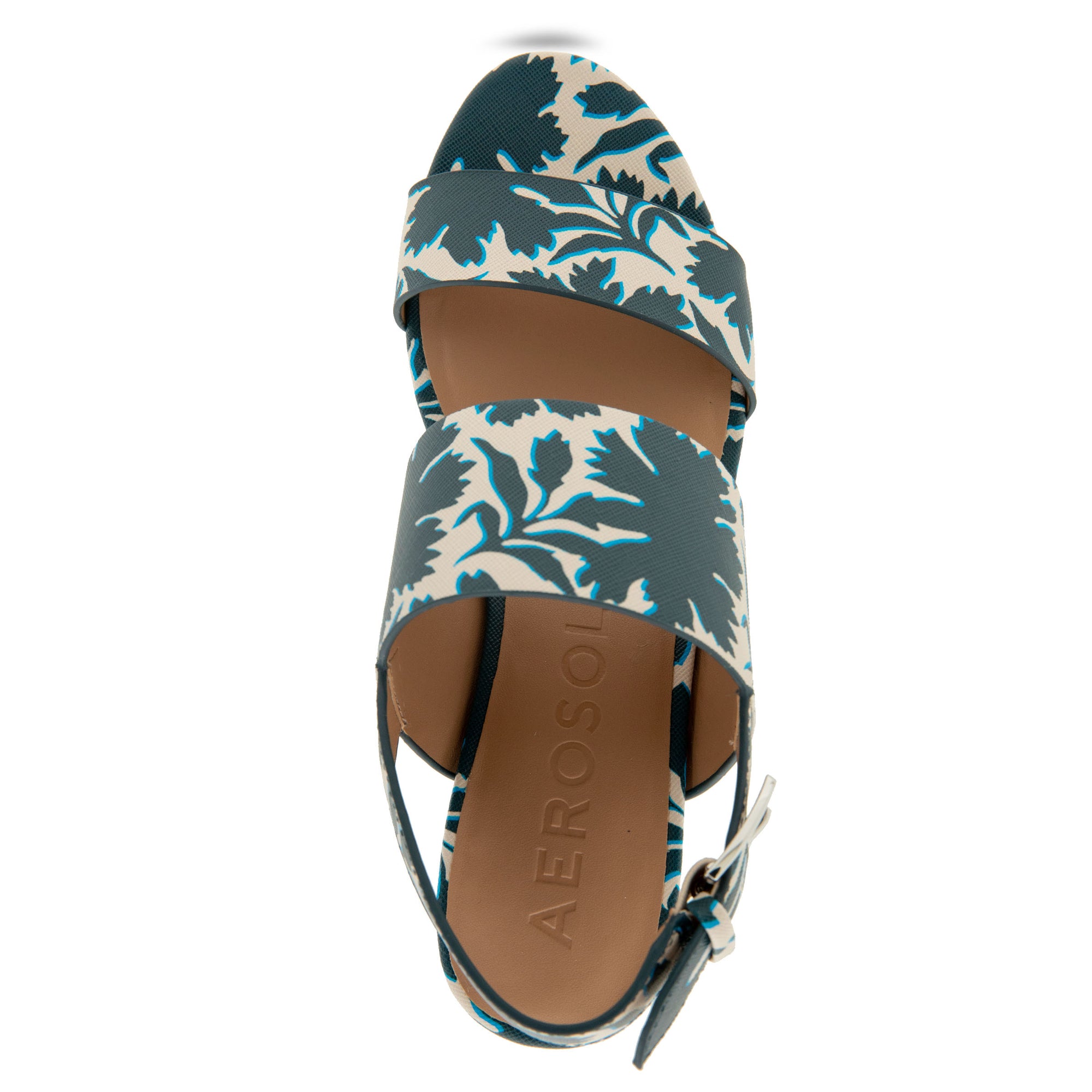 Camilia Sandal Platform | Navy/Eggnog Printed Floral Faux Leather