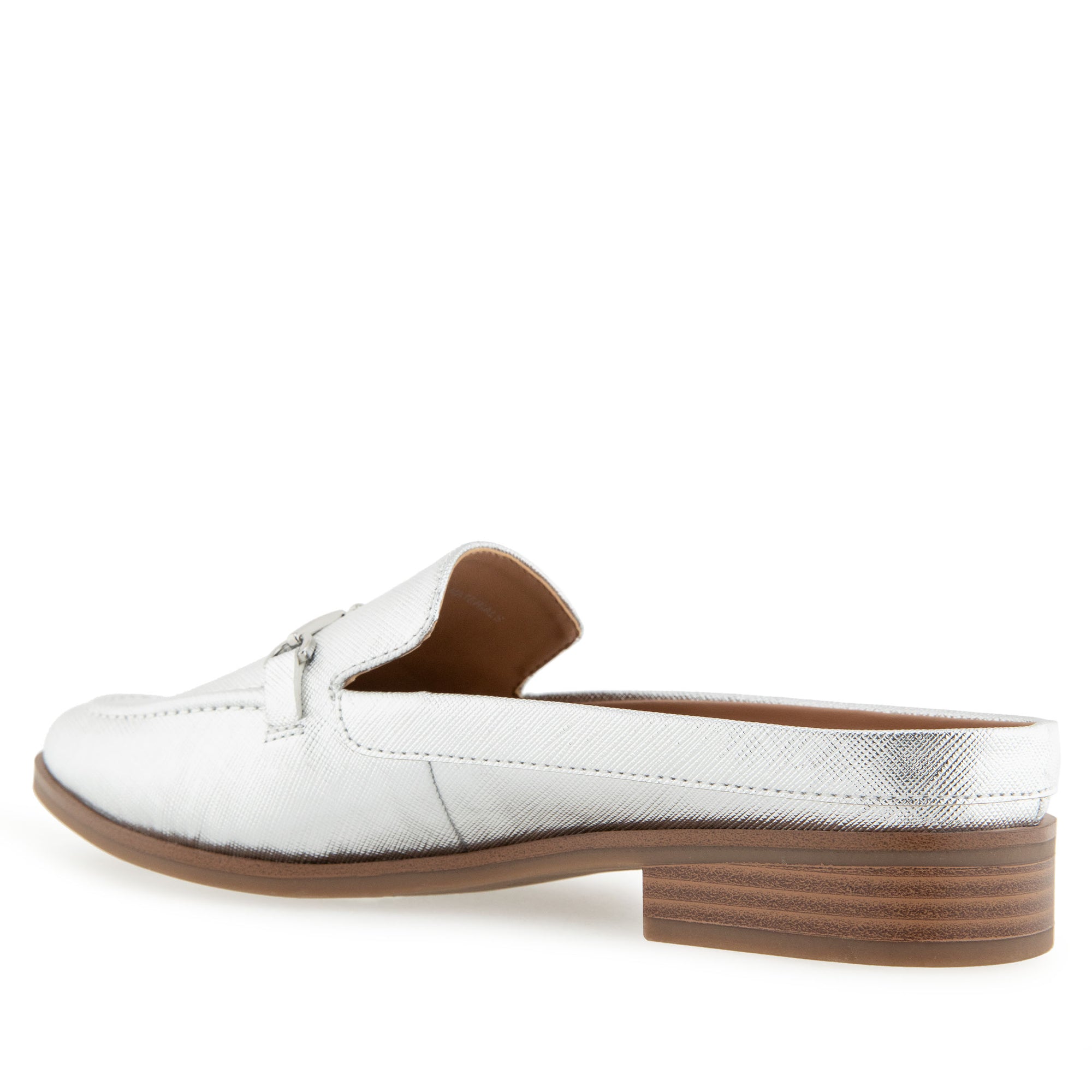 Erik Tailored Mule | Silver Metallic Textured Faux Leather