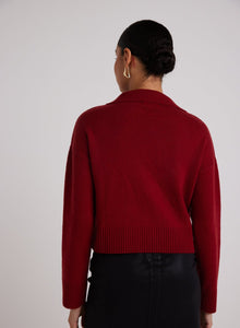 Wool and Cashmere Blend Collared Sweater | Garnet Red