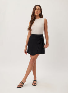 Wrap Sarong Mini Skirt | Black