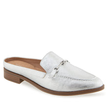 Erik Tailored Mule | Silver Metallic Textured Faux Leather