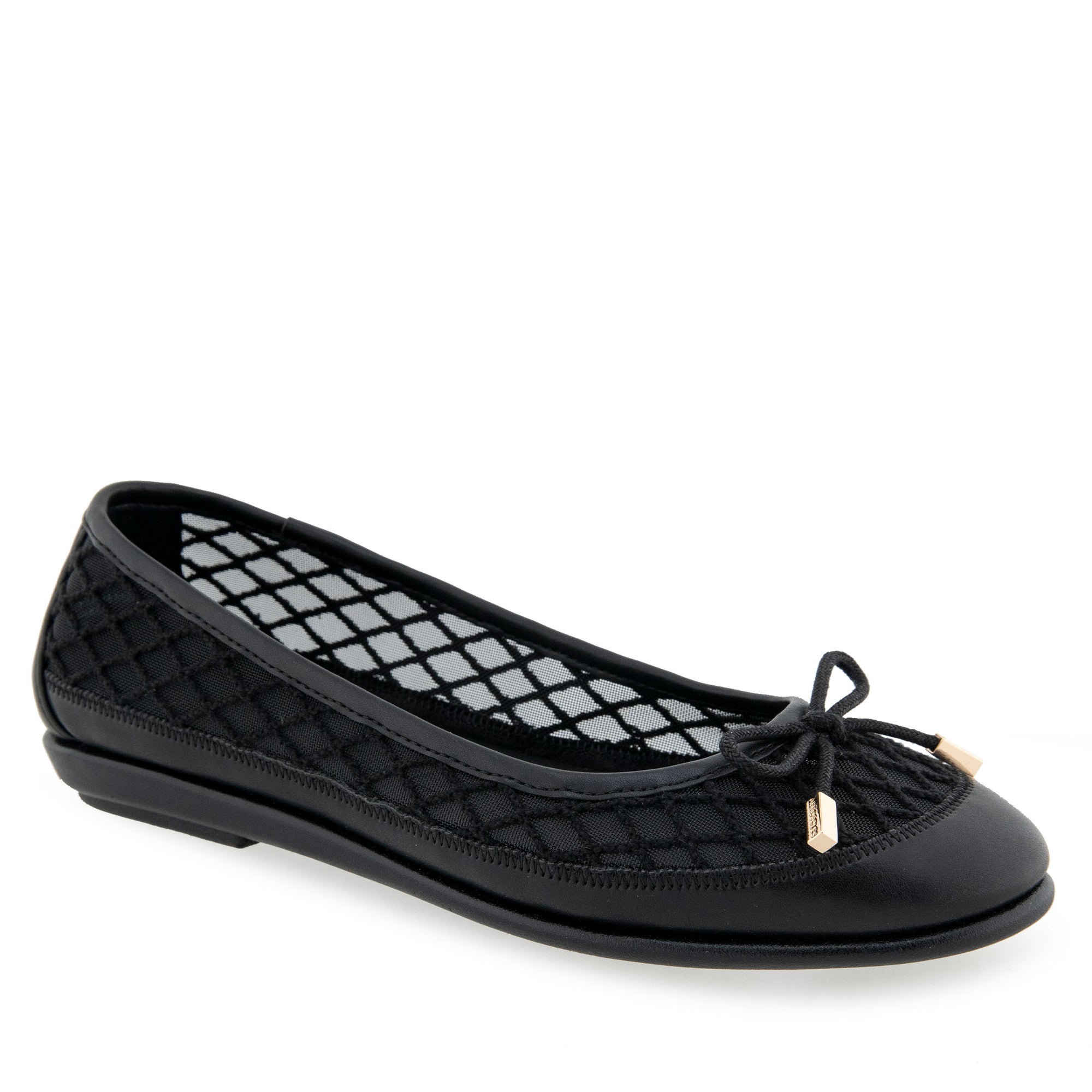 Bria Casual Flat | Black Mesh Fabric