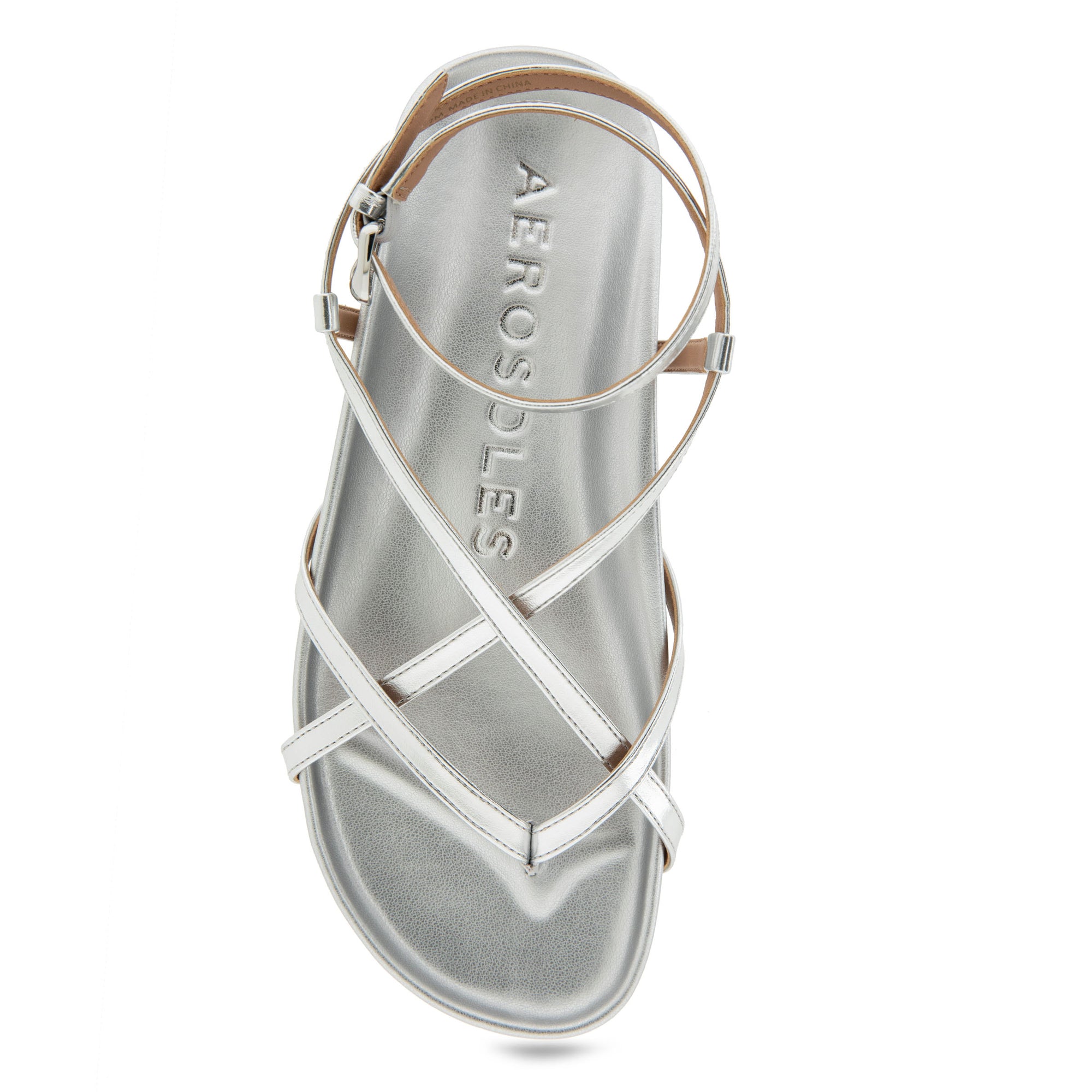 Leera Sandal Footbed | Silver Metallic Faux Leather