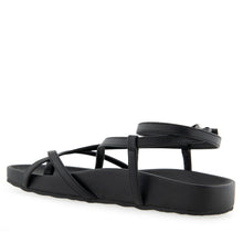 Leera Sandal Footbed | Black Faux Leather