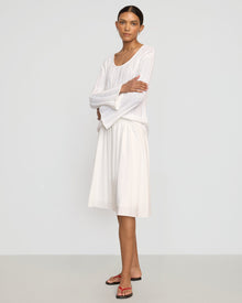 Vanessa | Zazie Shirred Stretch-Waist Midi Skirt in Size Small