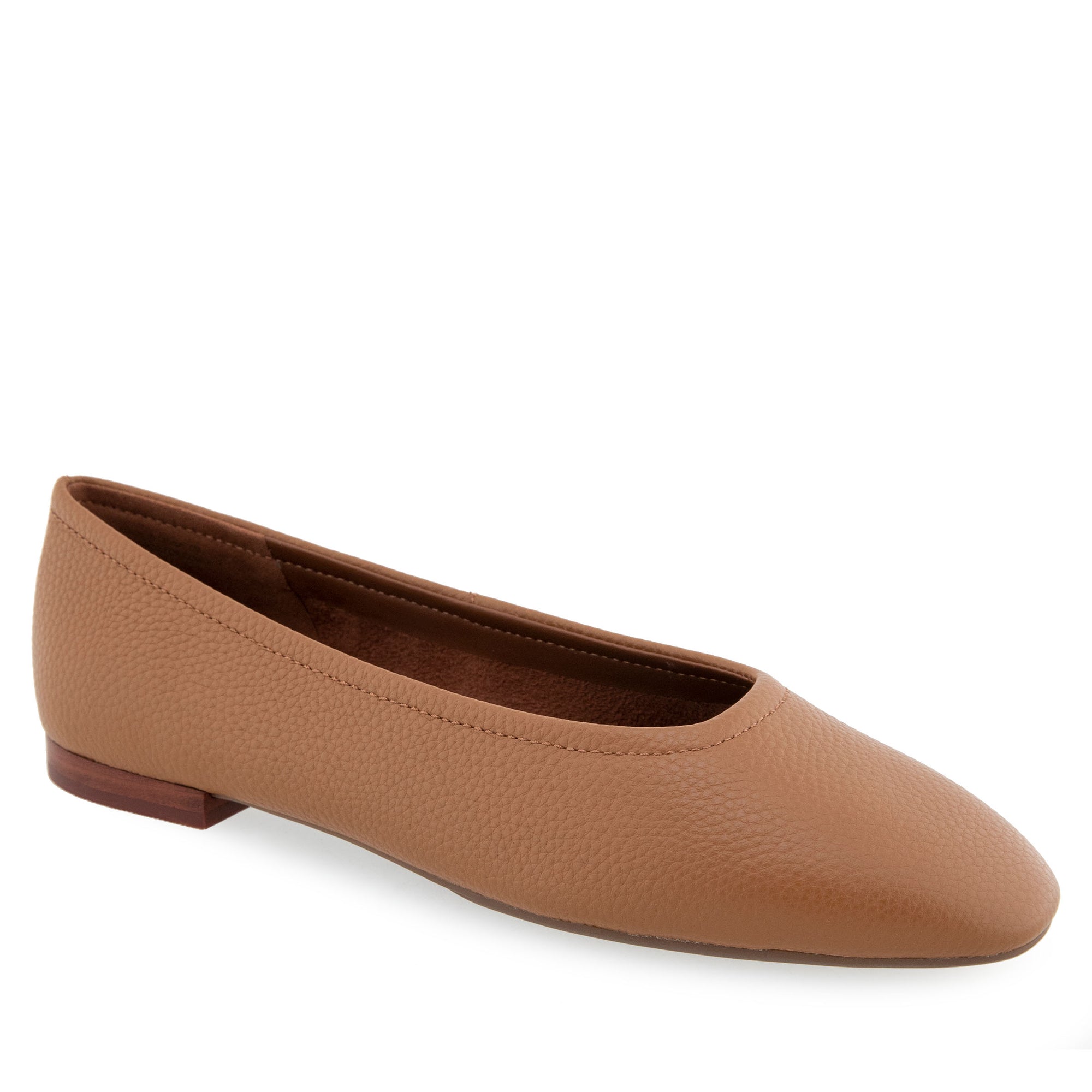 Amelie Casual Flat | Tan Pebbled Leather