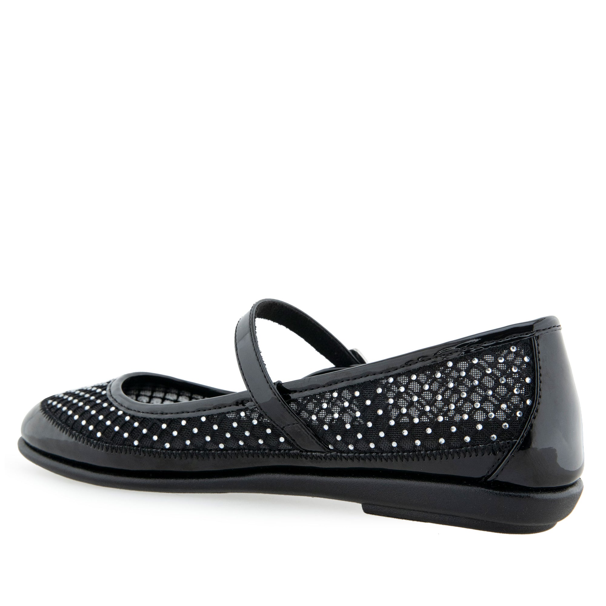 Baylee Casual Flat | Crystal/Black Mesh Fabric